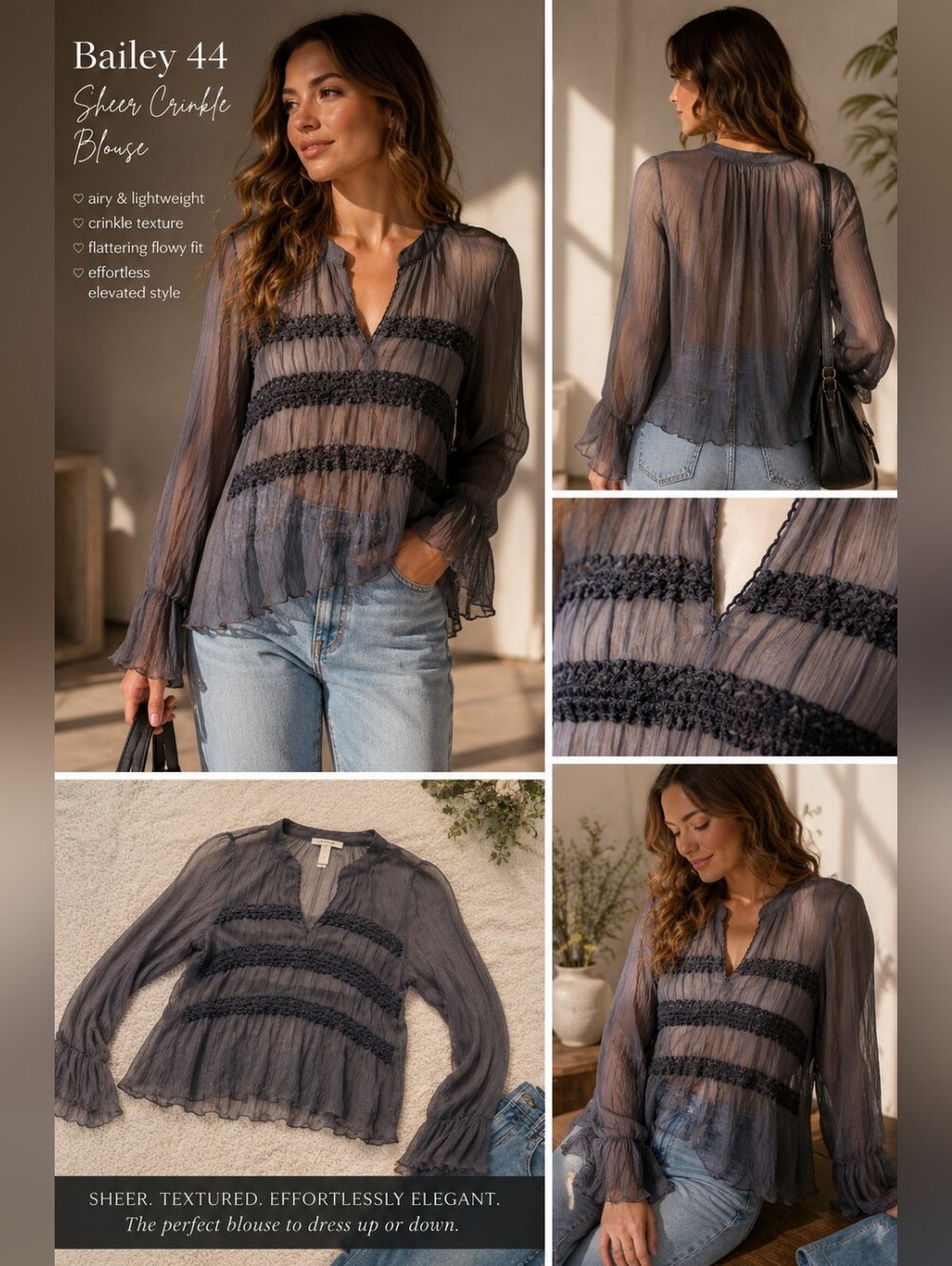 Bailey 44 Sheer Crinkle Blouse – Size 4